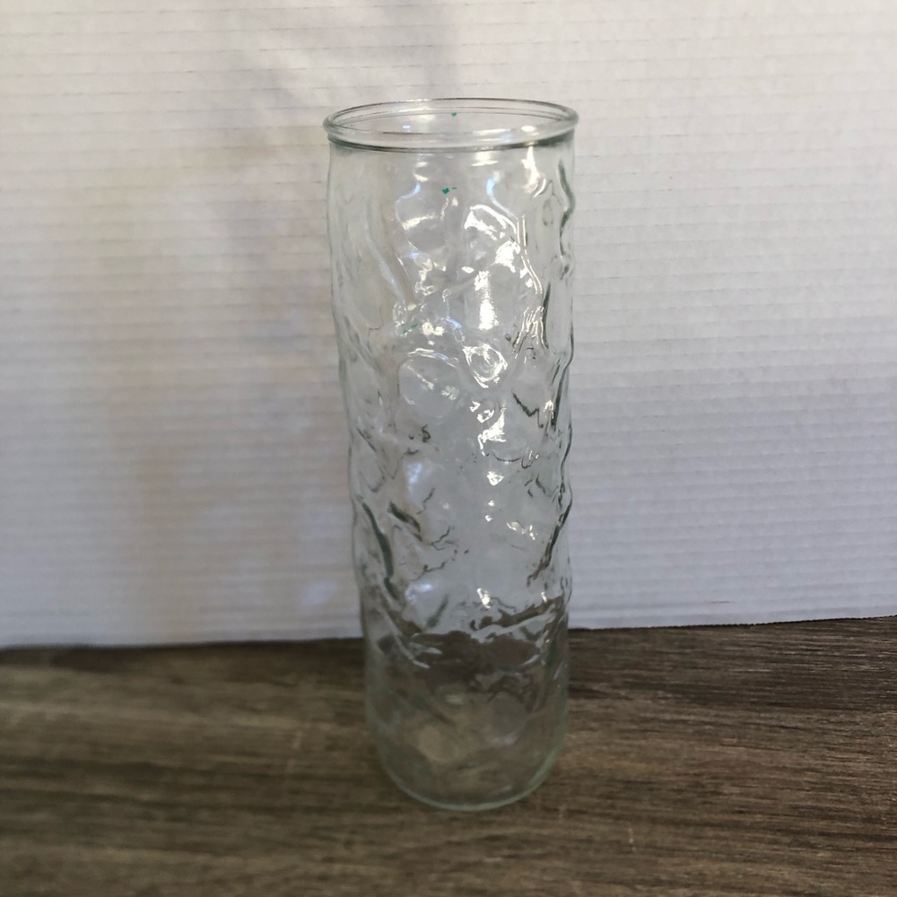 Vtg Crinkle Glass Vase